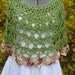 Lacy Crochet Ladies Capelet, Shoulder Wrap, Poncho, Shawl, Cover Up-for Women or Teens- in Green and Rose Multicolor