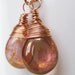 Rosé Earrings. Copper and Marbled Czech Glass. Rose Gold Dangly Earrings. Artisan Crafted Earwires.