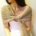 Wrap, Shawl, Scarf, Long, Golen Lace Fabric, Golden Long Fringe