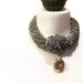Black Fiber Choker Necklace, Nautical, Knotted Statement Jewelry, Bold Silver Pendant