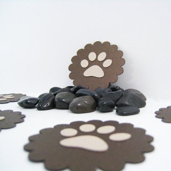 Items similar to Paw Print Embellishments 5 Handmade Scrapbooking
