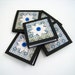 5 Mini Notecards - Blue and Black button flowers