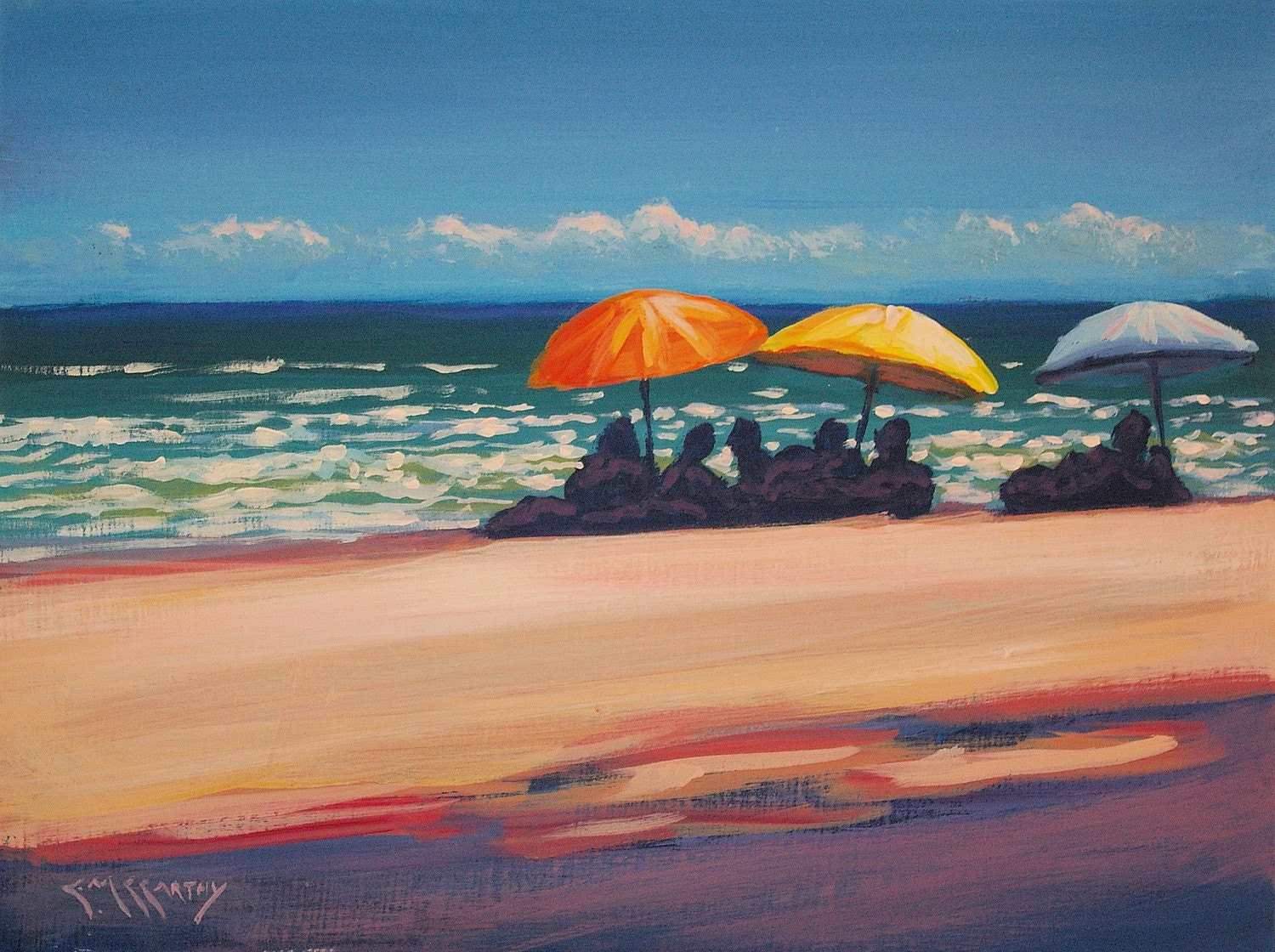 Impressionist Beach Scene 9x12 Original Painting By Ed