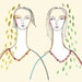 Art Print Personalized family portrait Sisters mother daughter