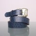 Vintage Belt 80s Indie Glam Blue Faux Leather Belt with Gold Buckle