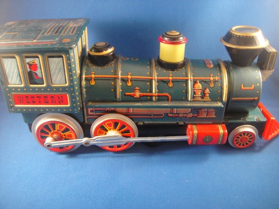 Western Metal Train Battery Operated Modern by WishingWellsGlass