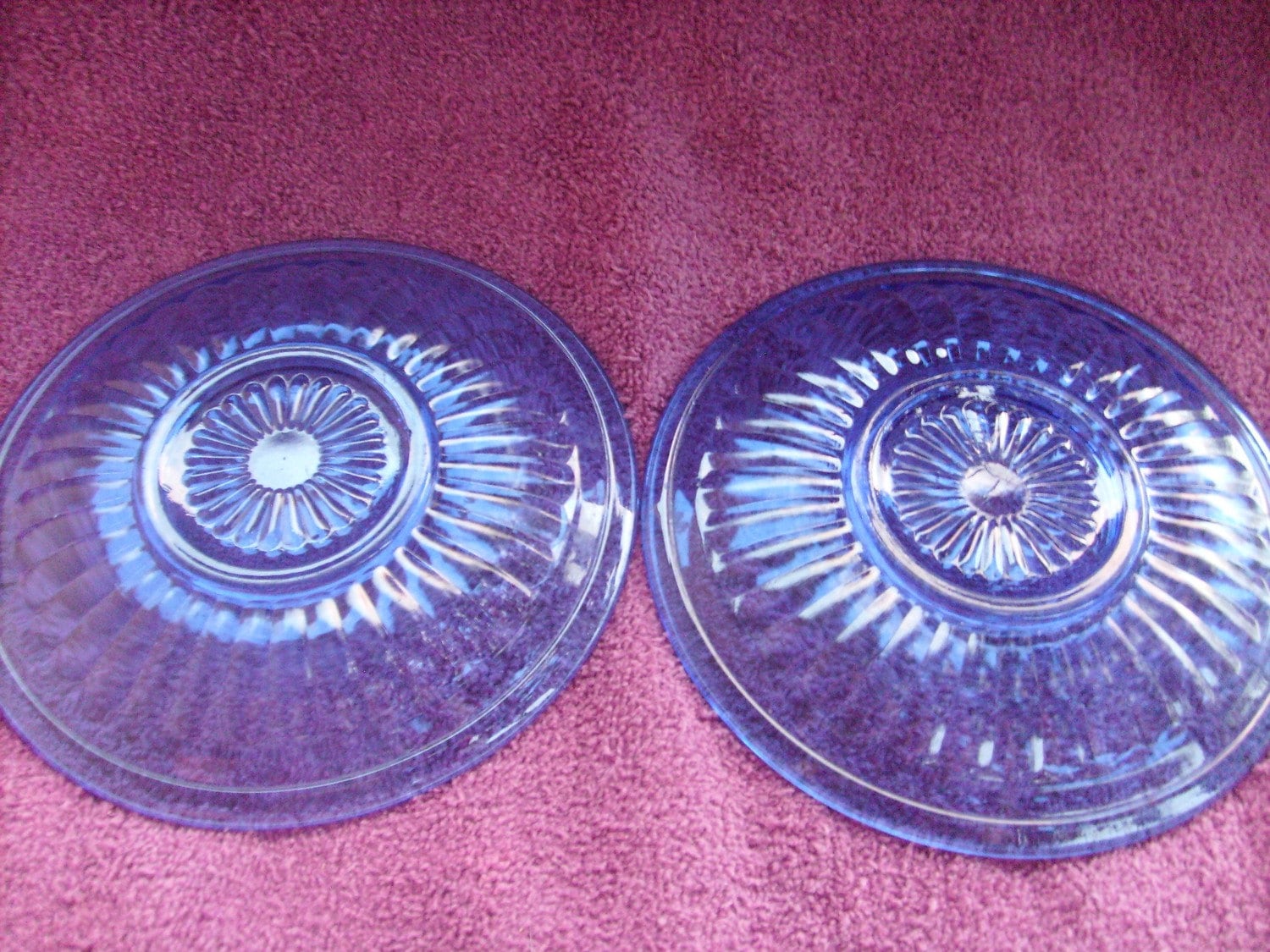 Cobalt Blue Aurora Depression Glass Saucers