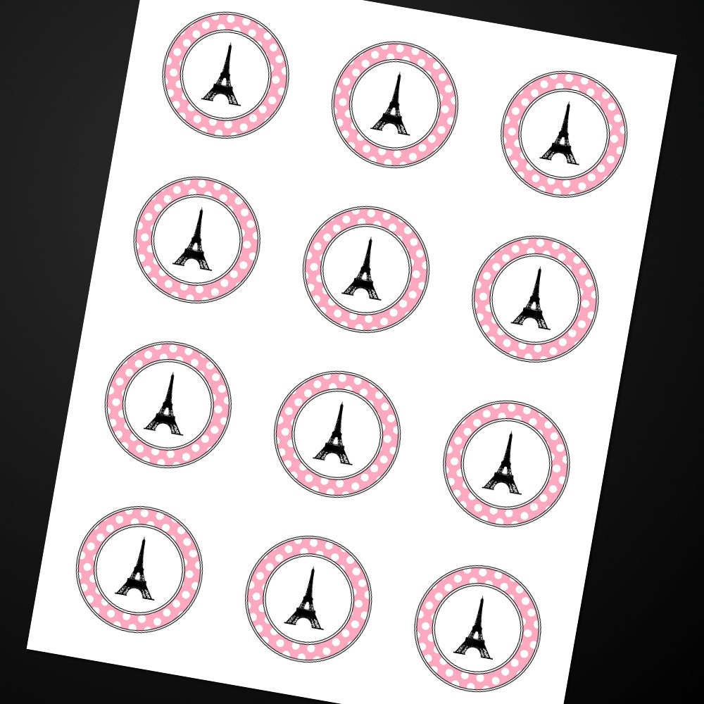 Paris Party Cupcake Toppers Eiffel Tower
