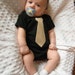 Who Dat Baby Black and Gold Fleur de Lis Sunday Best Necktie Onesie