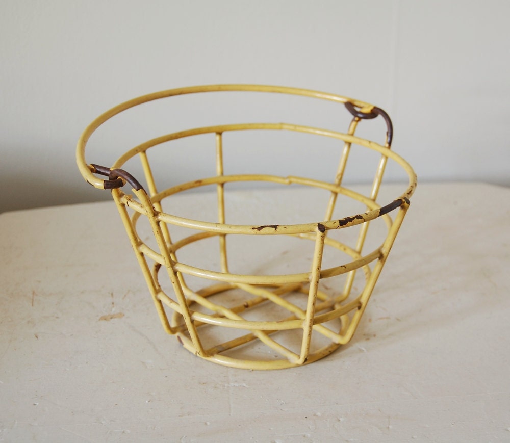Vintage Yellow Metal Golf Basket