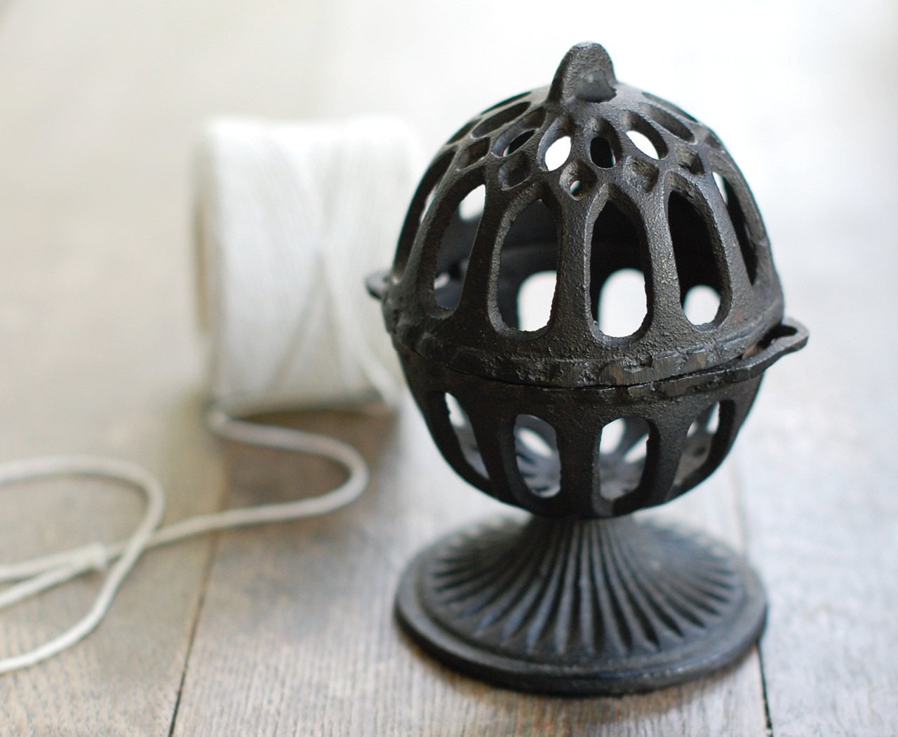 RESERVED LISTING Vintage Cast Iron String Dispenser Ball