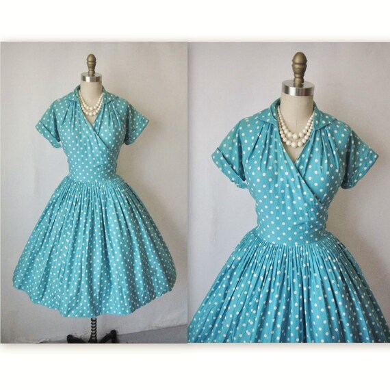 1950's Polka Dot Dress // Vintage 1950's Polka-Dot