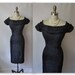 50's Wiggle Dress // Vintage 1950's Couture Pleated Navy Silk Hourglass Cocktail Party Wiggle Dress M L