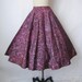 50's Circle Skirt // Vintage 1950's Flocked PurpleTaffeta Circle Skirt XS