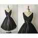 50's Cocktail Dress // Vintage 1950's Black Chiffon Full Cocktail Party Holiday Dress S M