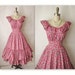 Reserved for Lily 40's Floral Dress // Vintage 1950's Floral Print Cotton Country Ruffle Garden Party Dress L