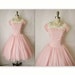 Reserved for Dee 50's Prom Dress // Vintage 1950's Pink Chiffon Lace Wedding Party Prom Dress XS