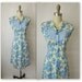 40's Floral Dress // Vintage 1940's Blue Floral Print Cotton Shirtwaist Casual House Dress M