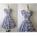 50's Garden Party Dress // Vintage 1950's Floral Print Garden Party Mad Men Summer Day Dress M