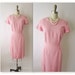 50's Linen Wiggle Dress // Vintage 1950's Pink Linen Fitted Garden Party Sheath Dress S
