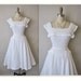 50's Cotton Dress // Vintage 1950's White Pique Cotton Lace Wedding Dress XS