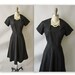 50's BlackTaffeta Dress // Vintage 1950's Black Taffeta Cocktail Party Swing Dress L
