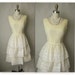 50's Eyelet Dress // Vintage 1950's Eyelet Organdy Tiered White Wedding Dress XS