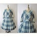 60's Plaid Dress // Vintage 1960's Embroidered Cotton Casual Day Dress M