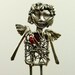 Angel Parker Protects Her Heart - Repuropsed Sterling, Sterling Wire, Red Vinyl Record, And PMC - Art Jewelry Pendant - 639