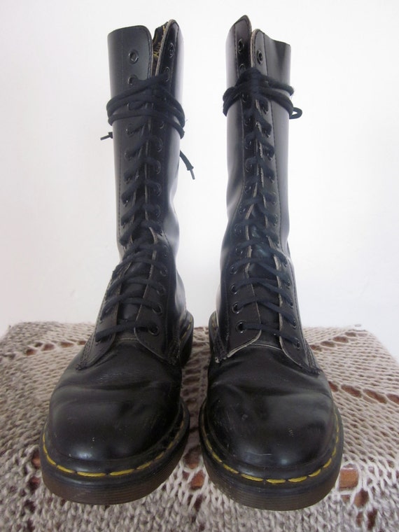 vintage 14 hole doc marten black leather combat by BILFworldwide