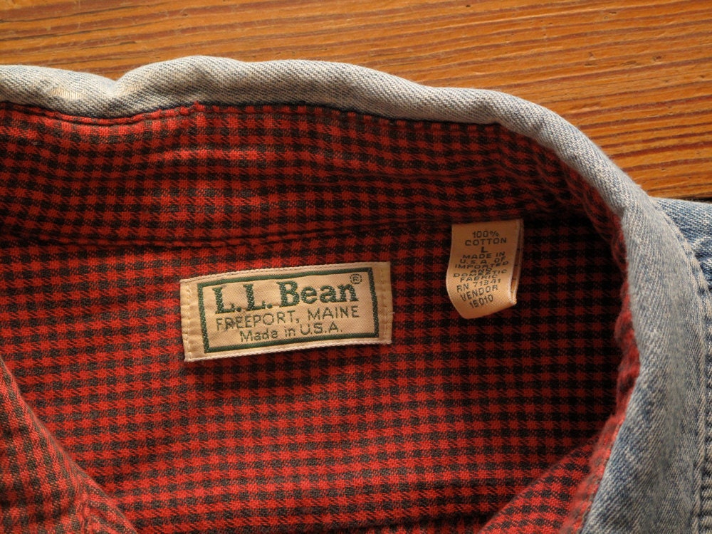 ll bean flannel lined denim work shirt