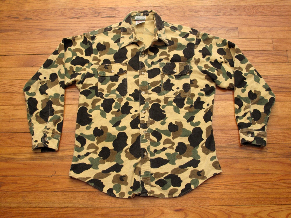 mens vintage camo chamois cloth shirt