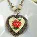 Vintage style cream/yellow heart necklace, romantic jewelry