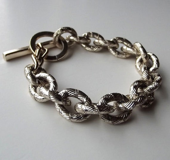 Vintage Chunky Chain Bracelet Silver Tone by TopSpecialVintage
