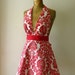 Womens Apron Sexy Marilyn Full Apron in Red Damask
