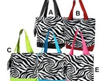 Personalized Zebra Print Tote Bag