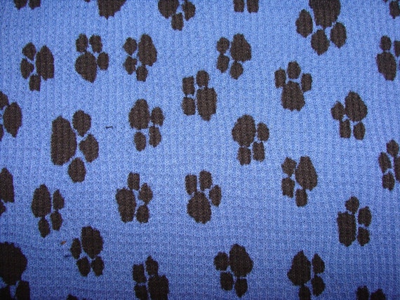 SALE Blue Paw Print Thermal Fabric 56 x 34