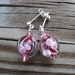 Red Rose earrings - red, pink flower, lampwork glass, sterling silver ear posts