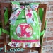 Girls Backpack, Personalized, green polka dot backpack with ruffle...Four Loves