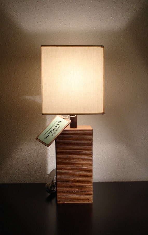 Items similar to Modern Square Wood Table Lamp on Etsy