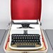 White Underwood Golden Touch Universal Typewriter with Carry Case-Mid Century
