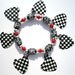 MISS CHUCK BERRY Black and White Check Guitar Pick Charm Bracelet - Rock On Retro!