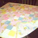 Handmade Baby/Toddler Quilt -SALE Unisex Blankie Suzie's Zoo in yellow, pink and blue 39" X 39"