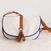 Everyday Adjustable Handbag--off white canvas with blue trim