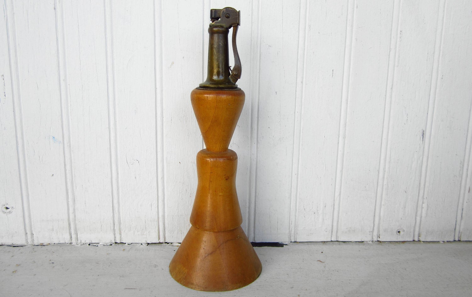 Vintage Cigarette Table Lighter Made From Brass and Wood