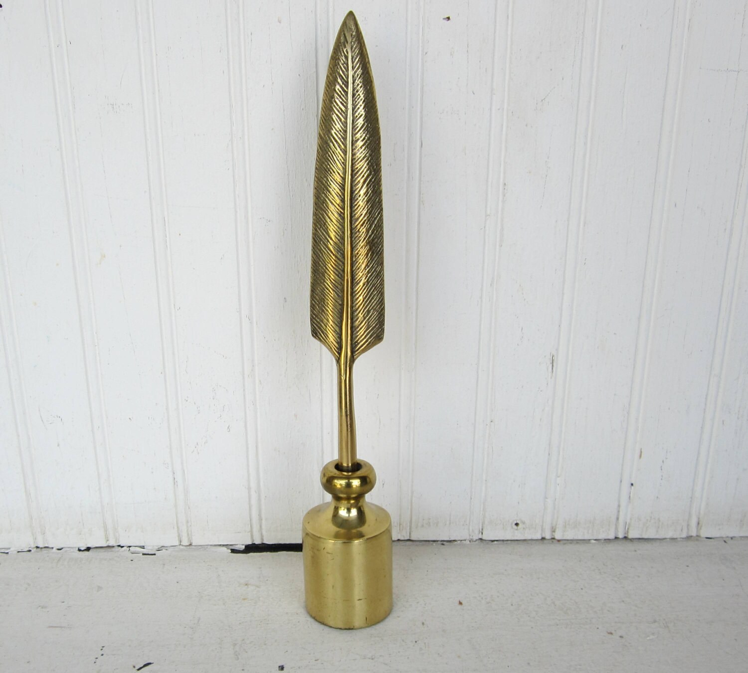 Vintage Brass Inkwell and Quill by thejunkman on Etsy