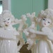 vintage pair Norcrest spaghetti angel planters playing musical instruments