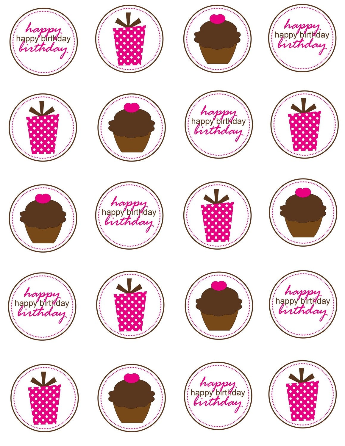 Happy Birthday Printable Cupcake Toppers Birthday Printable Pinte