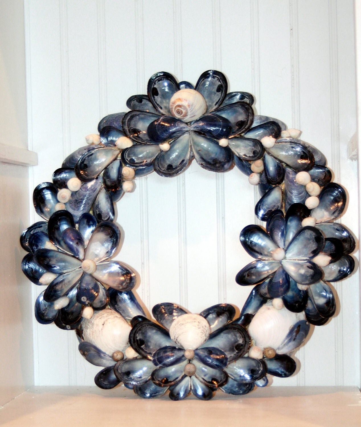 Coastal Shores Blue Mussel Shell Wreaths Custom Made