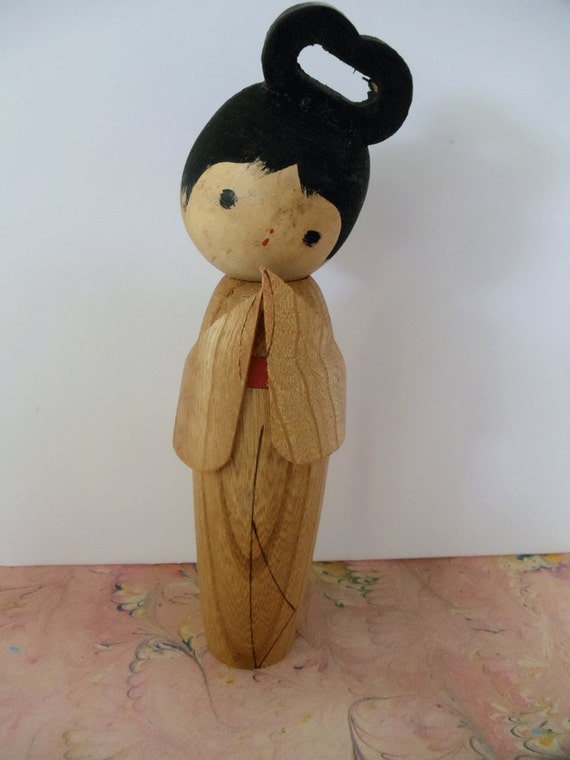Vintage KOKESHI Wooden Doll JAPANESE Praying Kokeshi